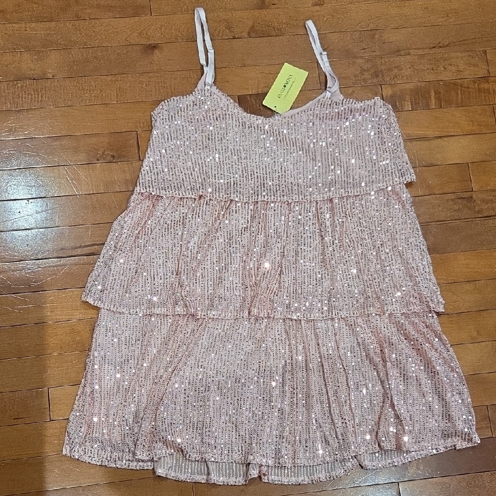 Glittering Pink Tiered Dress